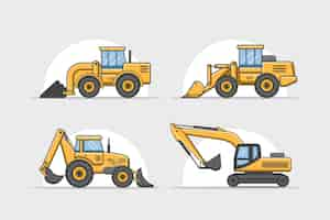 Free vector excavator construction collection