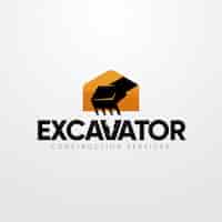 Free vector excavator construction logo concept