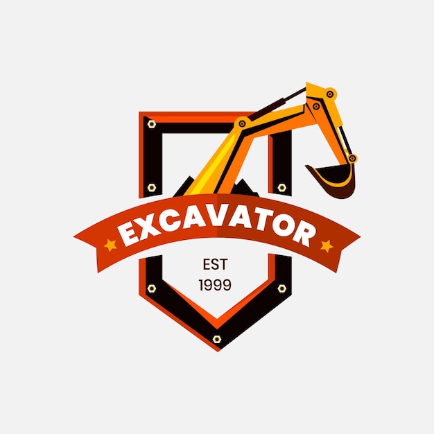 Concetto di logo di costruzione di escavatori