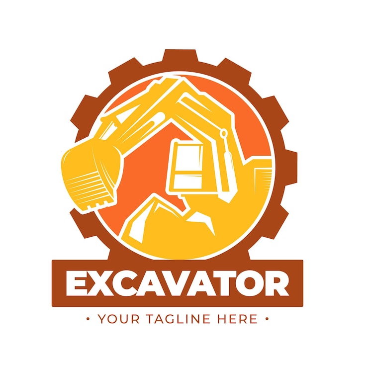 Free Vector excavator construction logo concept
