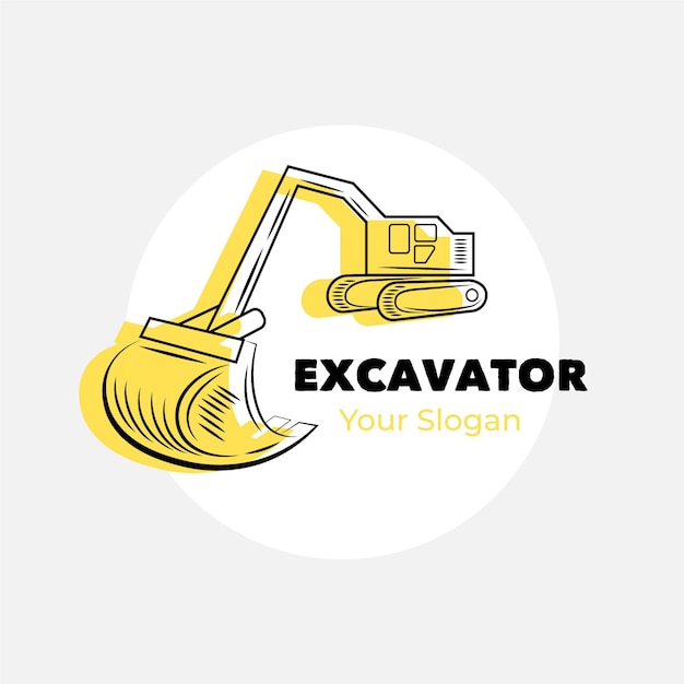 Vettore gratuito modello di logo di costruzione di escavatore