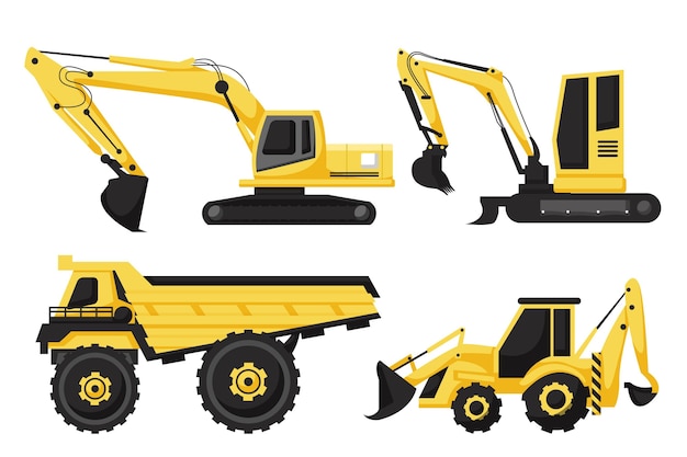 Free vector excavator illustrated design set