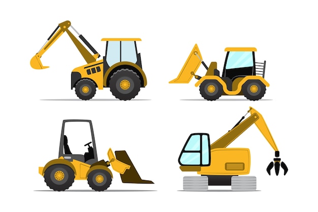 Free vector excavator illustrated style pack