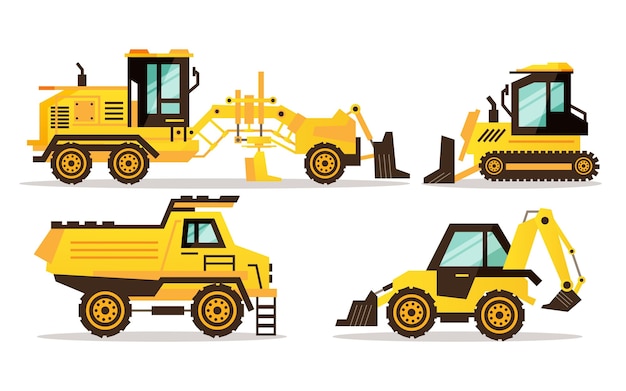 Free vector excavator set illustration