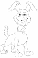 Free vector excited cartoon dog outline for coloring pages