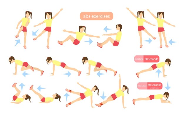 Exercises for kids set Workout for girls Abs exercises with weights Healthy lifestyle for children