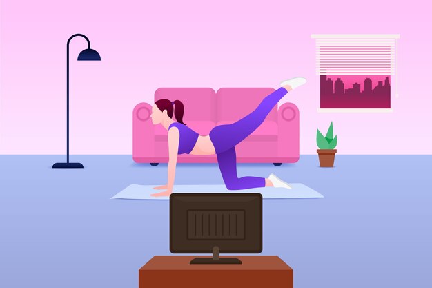 Exercising at home concept