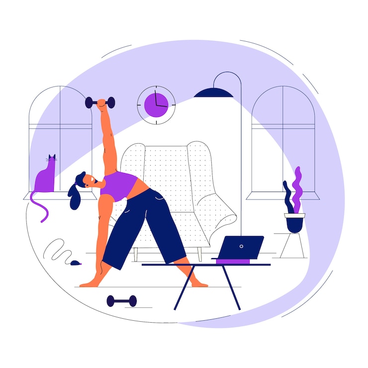 Free Vector exercising at home concept
