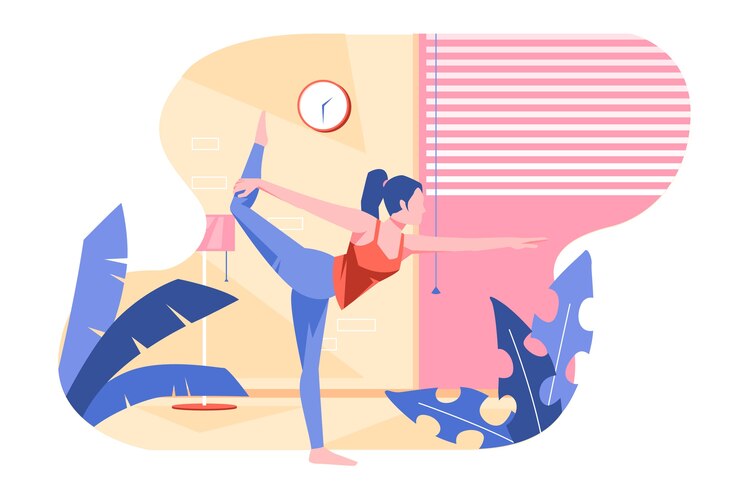 Free Vector exercising indoors concept