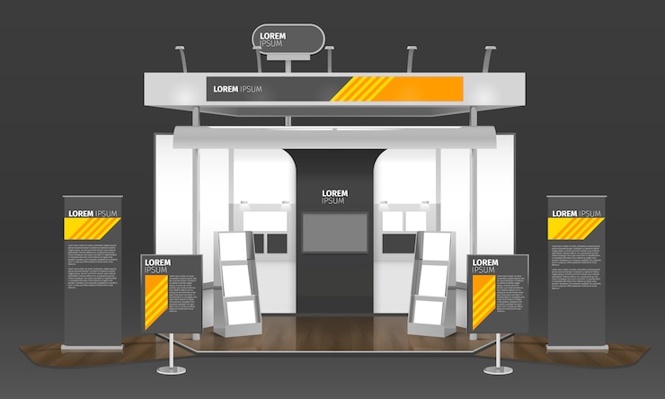 Free Vector exhibition case design 3d composition