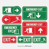 Free vector exit sign collection in flat design