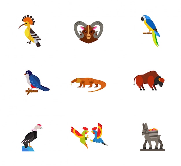 Free vector exotic animals icons collection