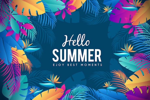 Free vector exotic colourful leaves summer time background