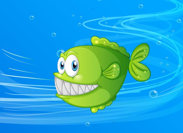 Free vector exotic fish cartoon character in the underwater scene