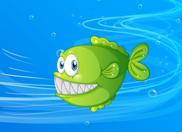 Free Vector exotic fish cartoon character in the underwater scene