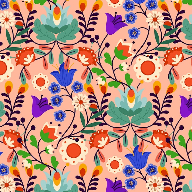 Exotic floral pattern painted