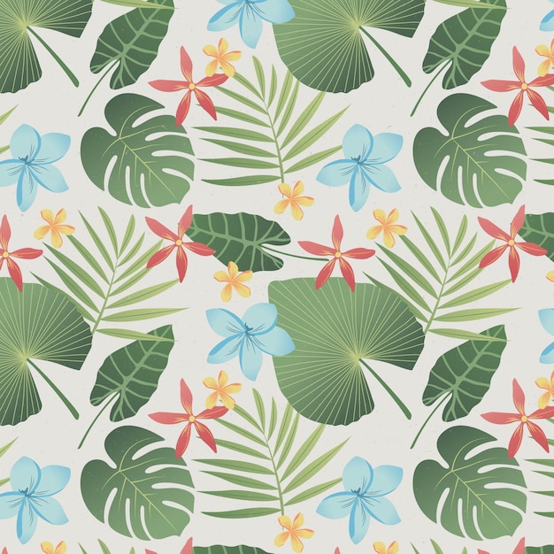 Exotic floral pattern with leaves