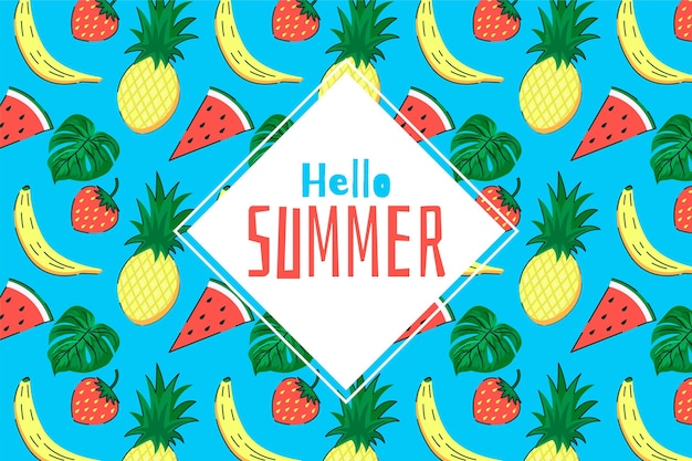 Free vector exotic fruit hand drawn summer background