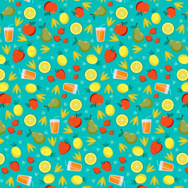 Free vector exotic fruit seamless collection and juice