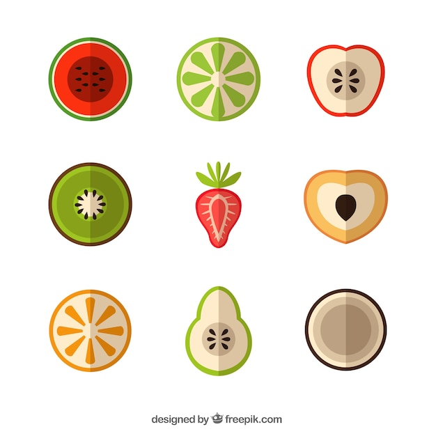 Экзотические фрукты в плоском дизайне