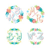 Free vector exotic monogram sticker collection