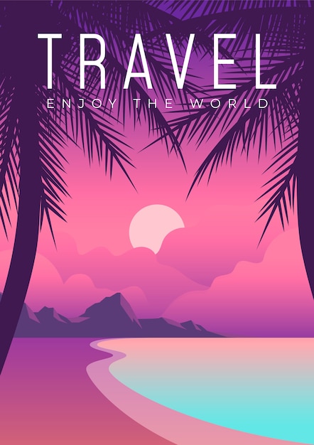 Free vector exotic place travelling poster design illustrated