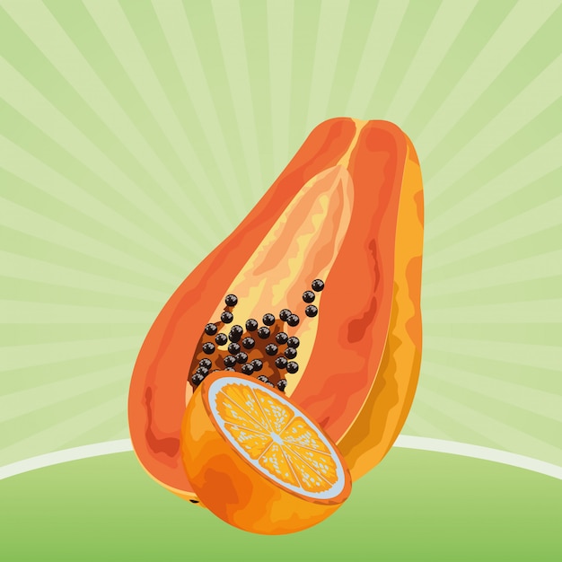 Бесплатное векторное изображение Экзотический мультфильм тропических фруктов
