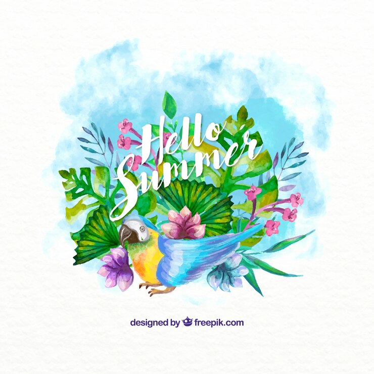 免費 Vector 異國植物與的背景在水彩效果
