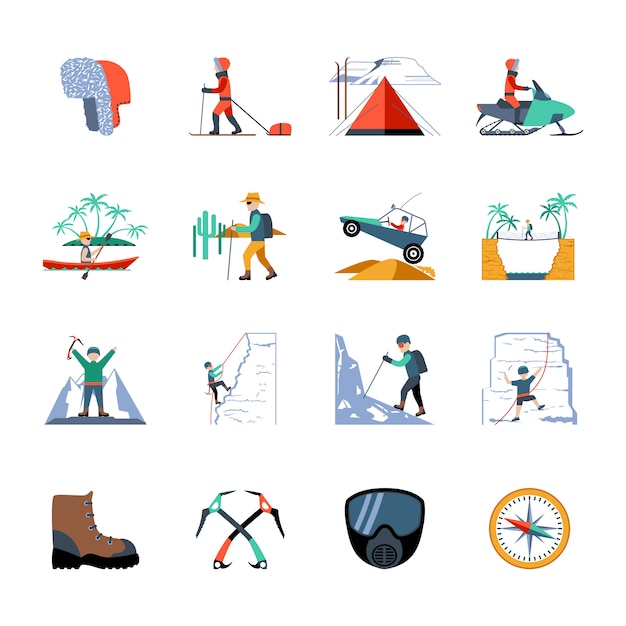 Free vector expedition icons set