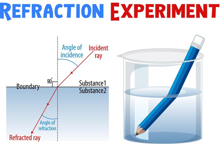 Free Vector experiment diagram with refraction