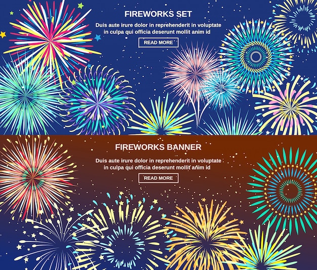 Exploding Of Fireworks Horizontal Banners 