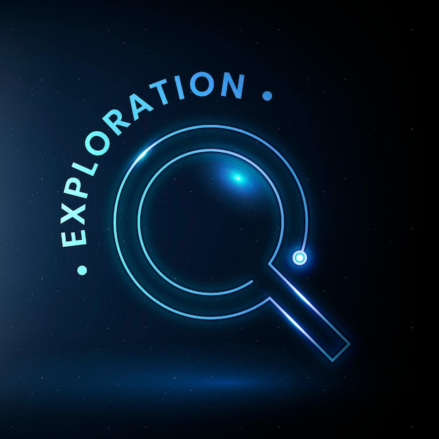 Exploration education logo template vector with magnifying glass graphic