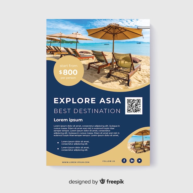 Explore asia travel flyer with photo