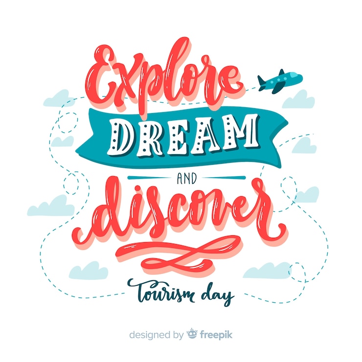 Free Vector explore dream and discover tourism day