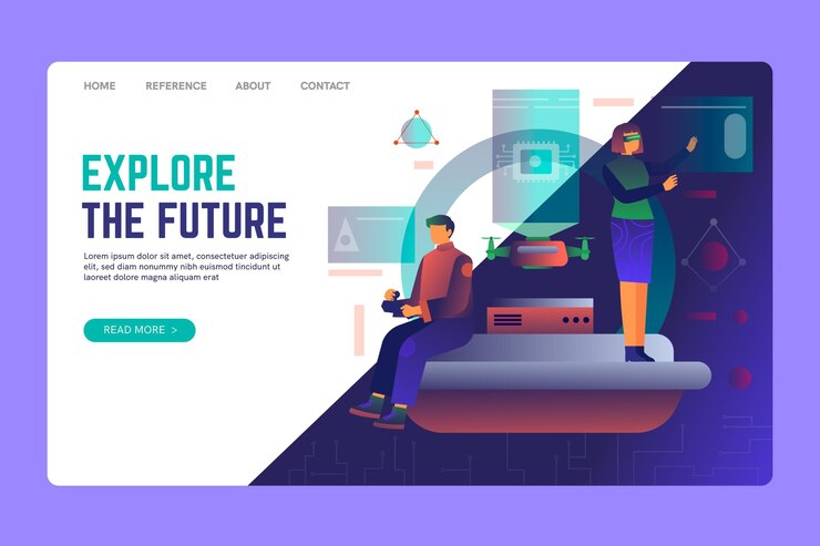 Free Vector explore the future seo landing page