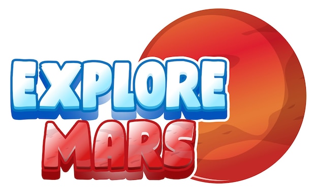 火星の惑星で火星の単語のロゴデザインを探索する