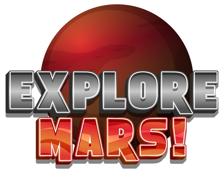 मुफ़्त वेक्टर explore mars word logo design with mars planet