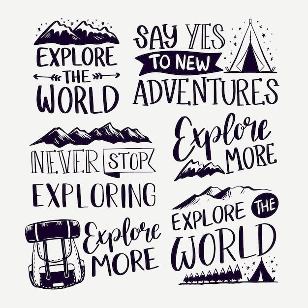 Explore the mountains camping lettering