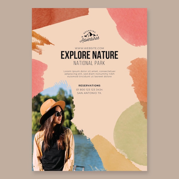 Free vector explore nature hiking poster