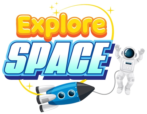 Explore space word logo design
