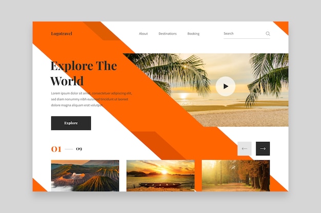 Free vector explore the world resort hotel landing page