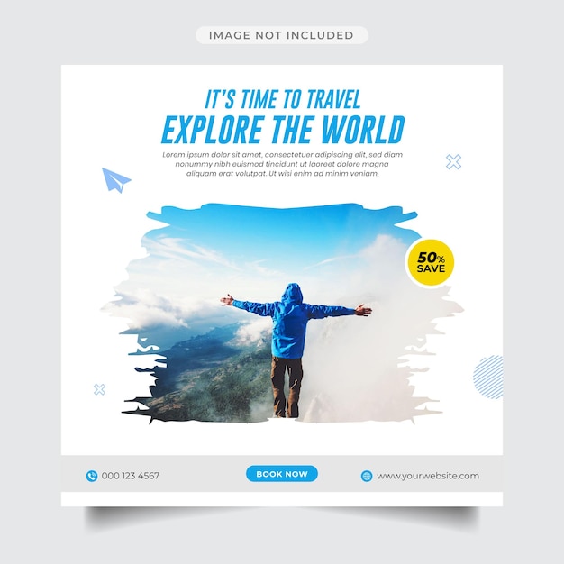 Explore world travel agency social media post and banner template