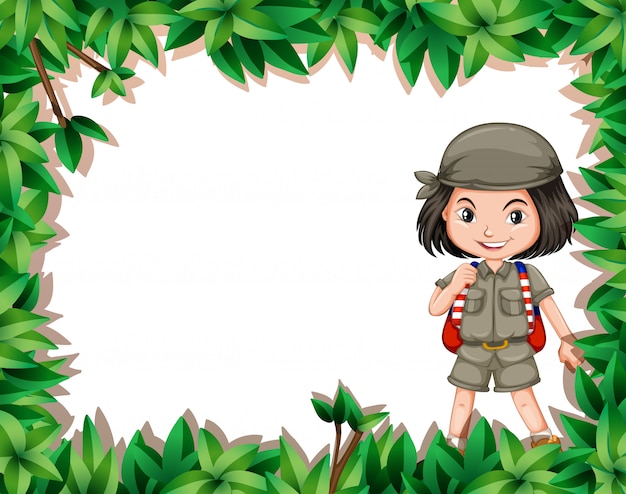 Free vector explorer girl in jungle