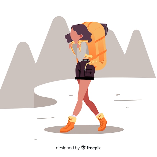 Free vector explorer with backpack background