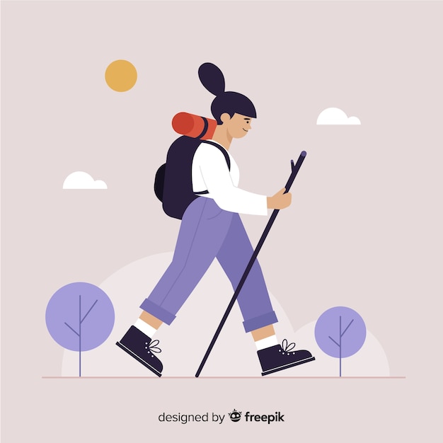 Free vector explorer with backpack background