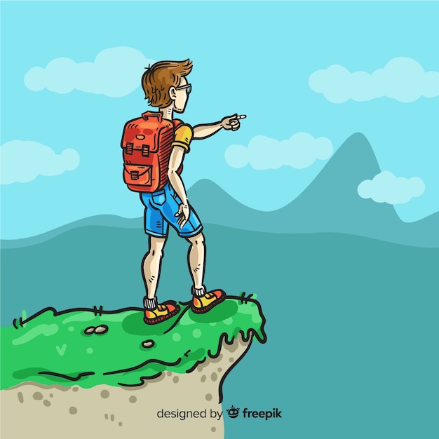 Explorer with backpack background