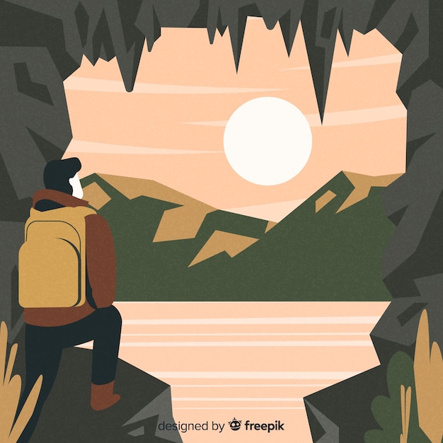 Explorer with backpack background