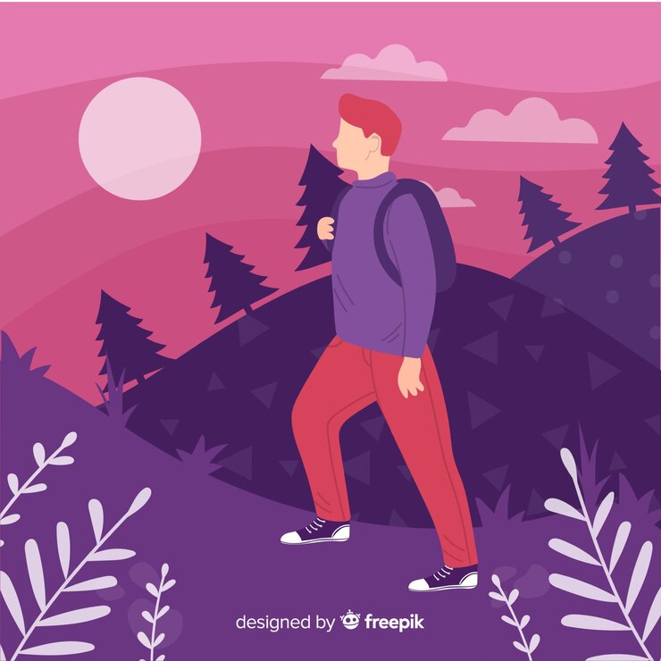 Free Vector explorer with backpack
