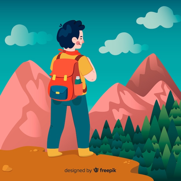 Free vector explorer with backpack