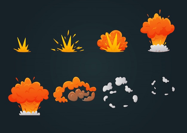 Free vector explosion animation icon set